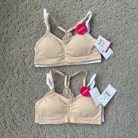 Maidenform Other - Maidenform Seamless Wireless Bralette Bundle Lace Racerback Nude Bras Girl S NWT